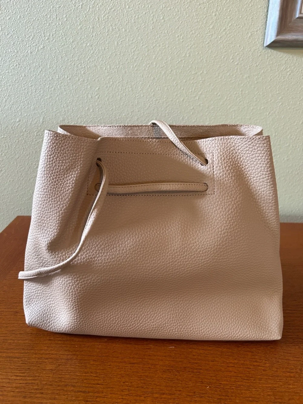 8 Other Reasons Tan Pebbled Vegan Leather Slouchy Bucket Bag